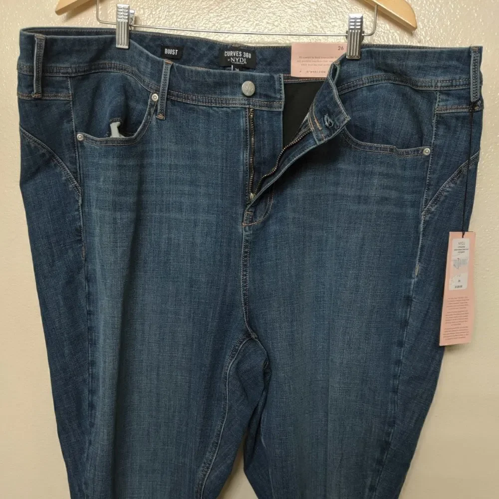 NYDJ Plus Size 26 Cropped Skinny Curves 360 Raw Cuff Jackson Ankle Capri Jeans